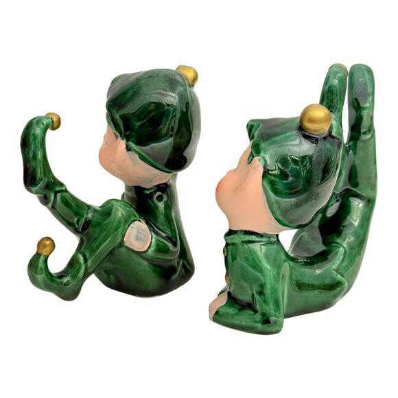 Set of 2 Vintage Lefton E-2347 Playful Whimsical Pixie Christmas Elf Figurines - Picture 7 of 16